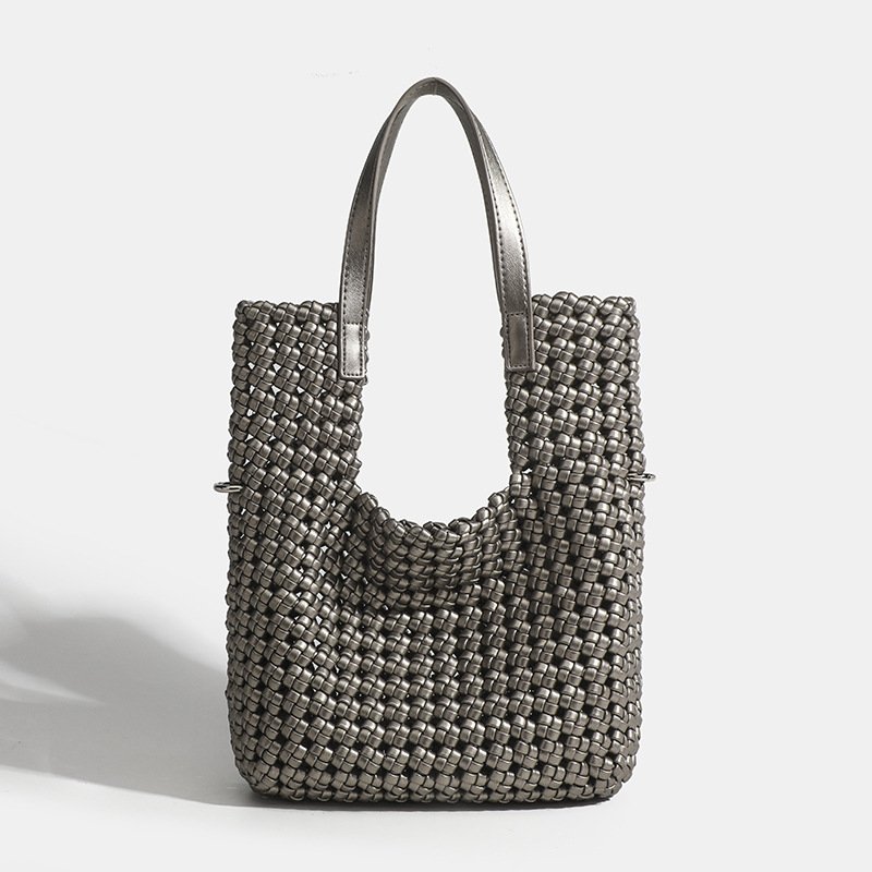 2024 New Style Fashion Wholesale Beach Bag Nylon Woven Tote Bag Hand Make Weave Bag Handmade Nylon Tote