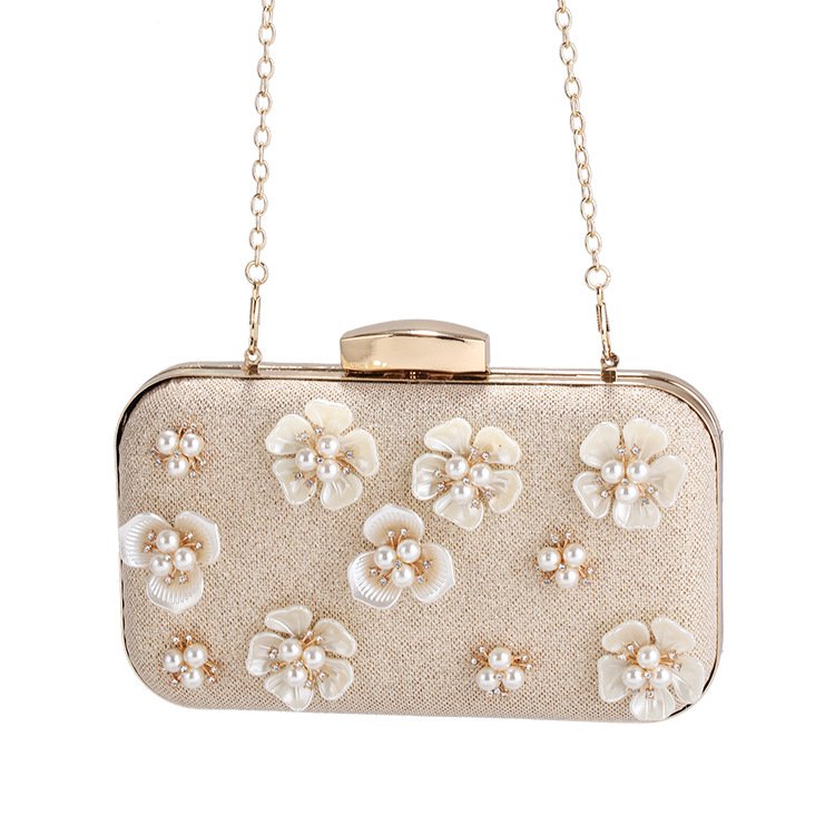Vintage Flowers Women Clutch Bag Handmade Retro Lady Women Handbag Bag With Flower Pearls For Evening Party Wedding