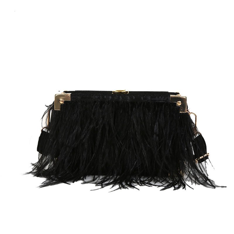 Wholesale Real Natural Ostrich Feather Womens Christmas Purse Bags 2022 Women Prom Clutch Bag Evening
