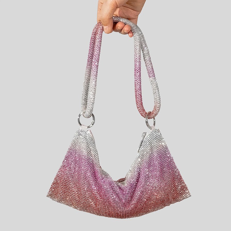 Fashion Women Rhinestone Shoulder Bags Crystal Mesh Crossbody Glitter Evening Party Handbags