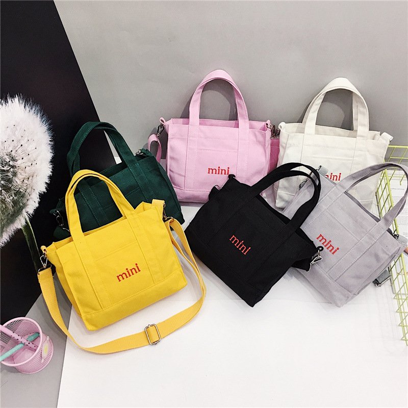 Wholesale new high quality canvas handbag fashion plain pink women crossbody bags for girls