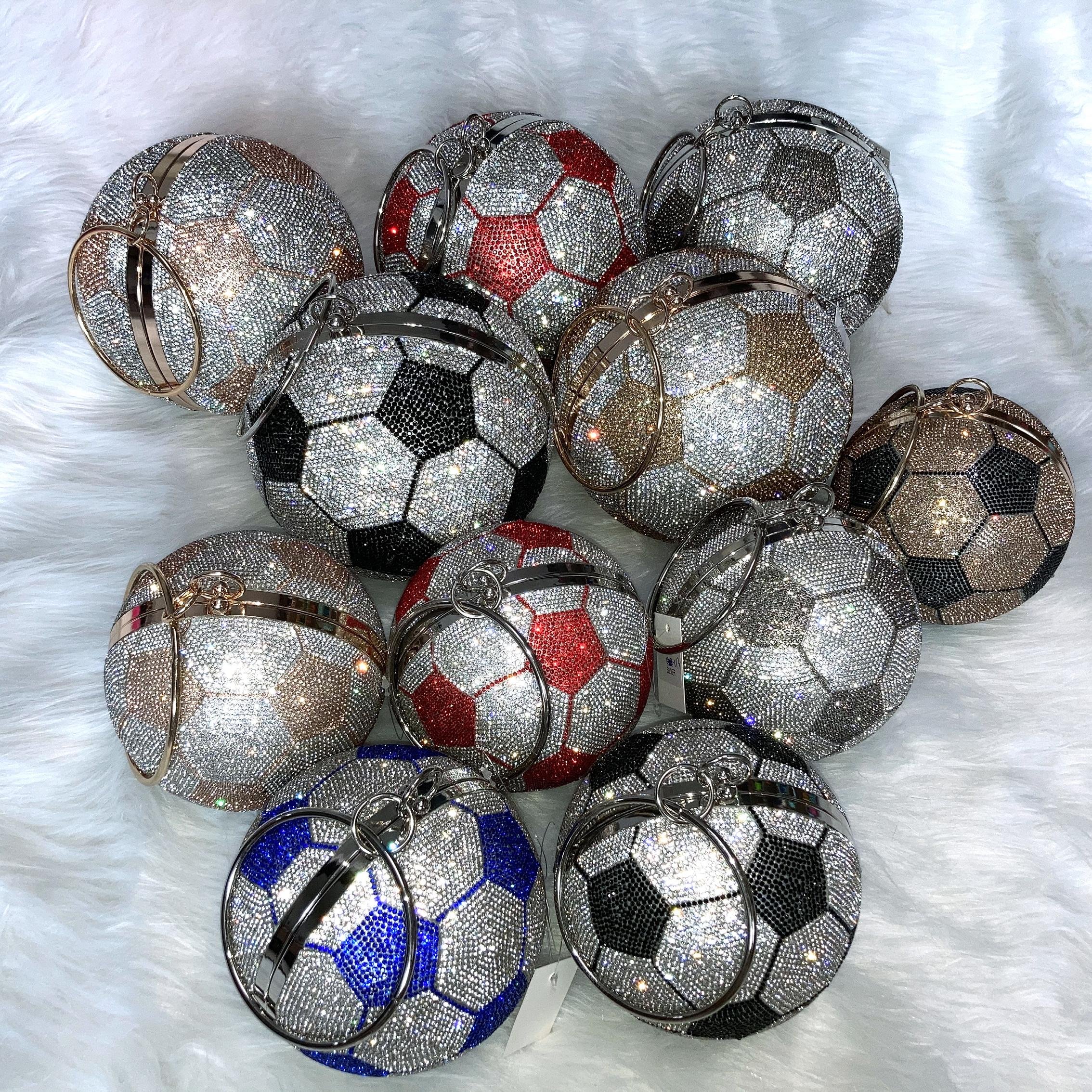 New Crystal Clutches Small Shell Evening Bag Basketball Rhinestone Football Purse Rhinestone Purses Handbags Bling Diamond