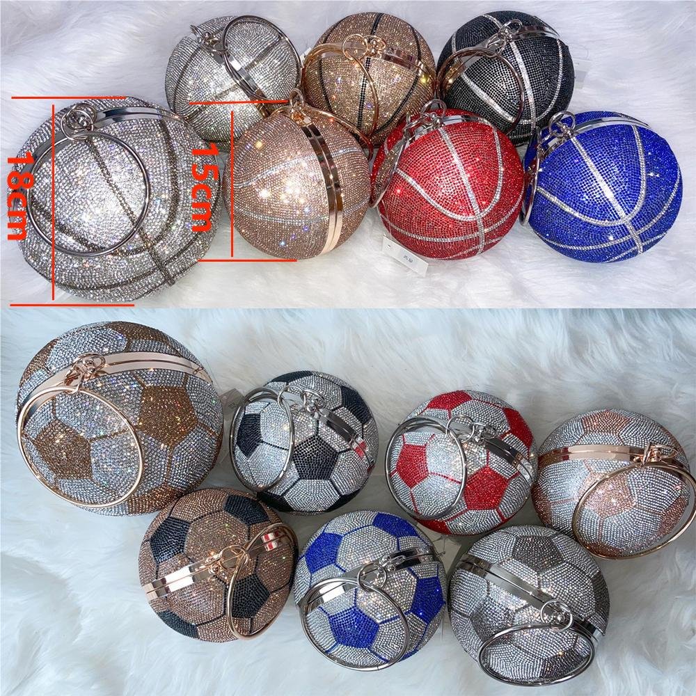 New Crystal Clutches Small Shell Evening Bag Basketball Rhinestone Football Purse Rhinestone Purses Handbags Bling Diamond