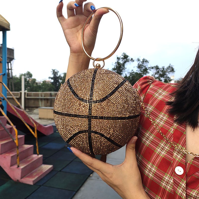 New Crystal Clutches Small Shell Evening Bag Basketball Rhinestone Football Purse Rhinestone Purses Handbags Bling Diamond