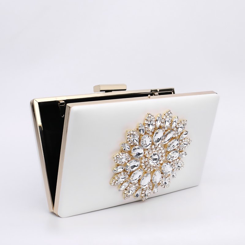 Fashion ladies design hand clutch Dinner bag metal frame evening wholesale crystal evening box clutch bag