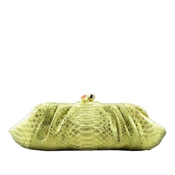 Golden snake skin evening bag women exotic skin lady clutch luxury snake women bag custom made leather hand bags factory