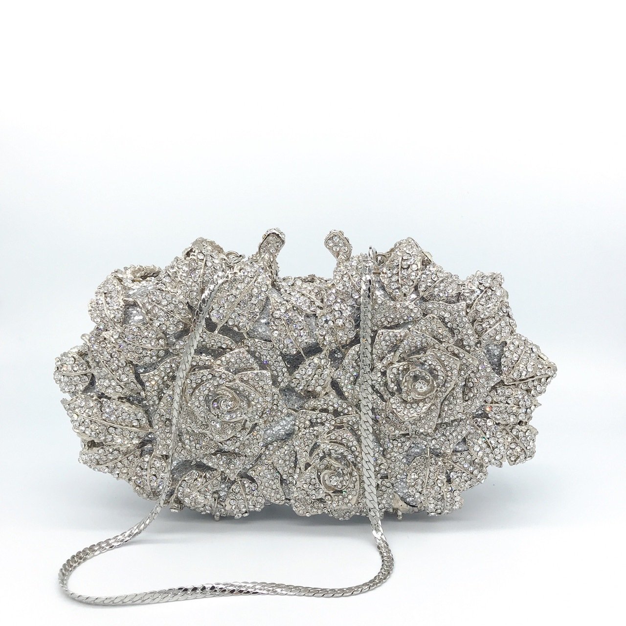 Chain New Fashion Luxury Women Wedding Clutch Bag Hollow Rose Diamond Evening Bag Cosmetic Bag