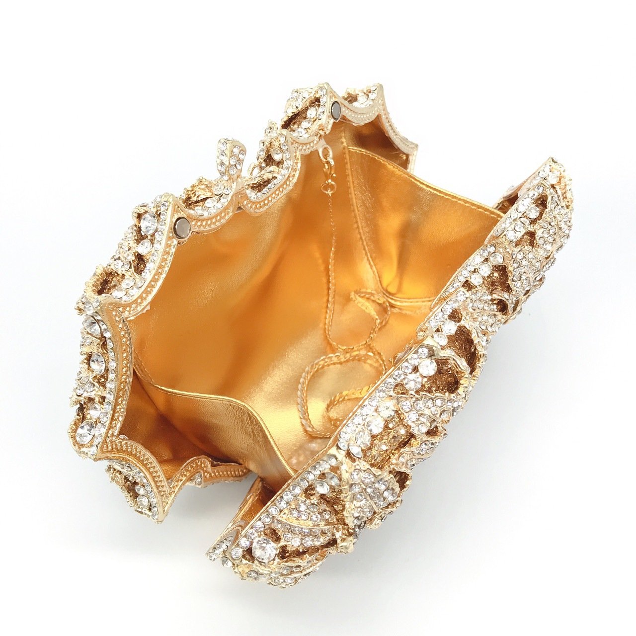 Chain New Fashion Luxury Women Wedding Clutch Bag Hollow Rose Diamond Evening Bag Cosmetic Bag