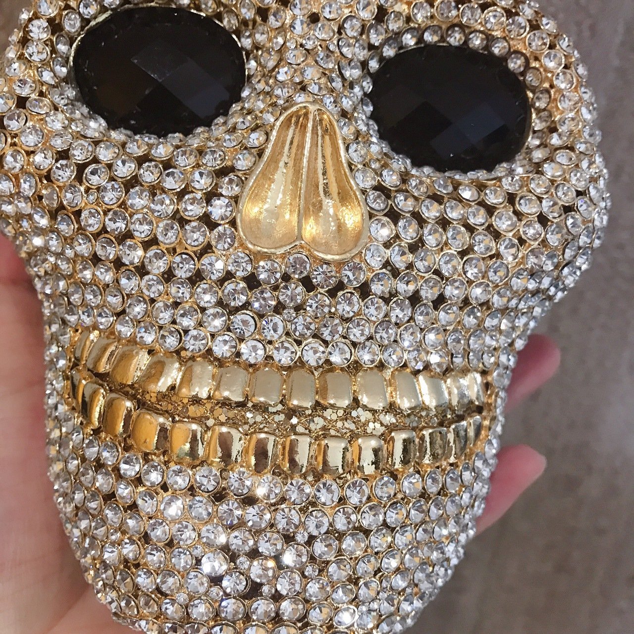 Luxury handmade colorful stones crystal bags evening hand bags for women rhinestone skull purses bag