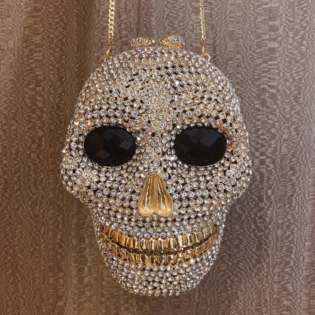 Luxury handmade colorful stones crystal bags evening hand bags for women rhinestone skull purses bag