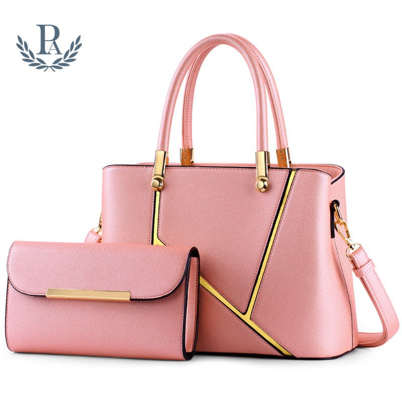 2019 style 2pcs set bag lady pu leather bag women handbags