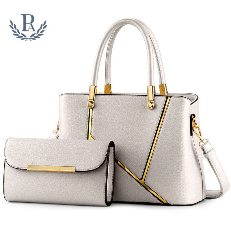 2019 style 2pcs set bag lady pu leather bag women handbags