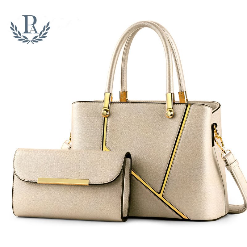 2019 style 2pcs set bag lady pu leather bag women handbags