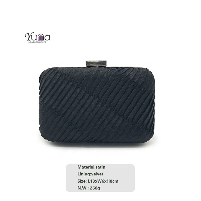 wholesale hard shell purse pleated satin box clutch evening bag