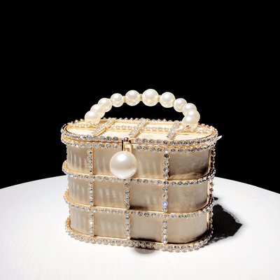 Etsy 2023 Trending Luxury Clutch Bucket Shining Pearl Crystal Evening Hand Bags for Women Purses and Handbags Collection