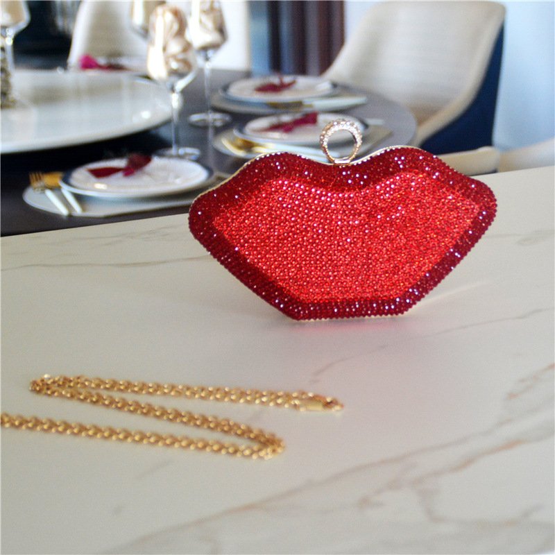 BM5065 2022 hot new crystal bling lip purse acrylic box diamond evening clutch rhinestone beaded clutch purse evening bags