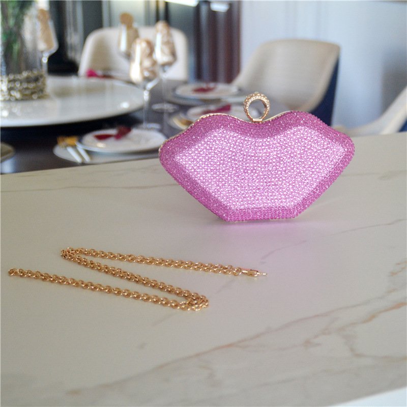 BM5065 2022 hot new crystal bling lip purse acrylic box diamond evening clutch rhinestone beaded clutch purse evening bags