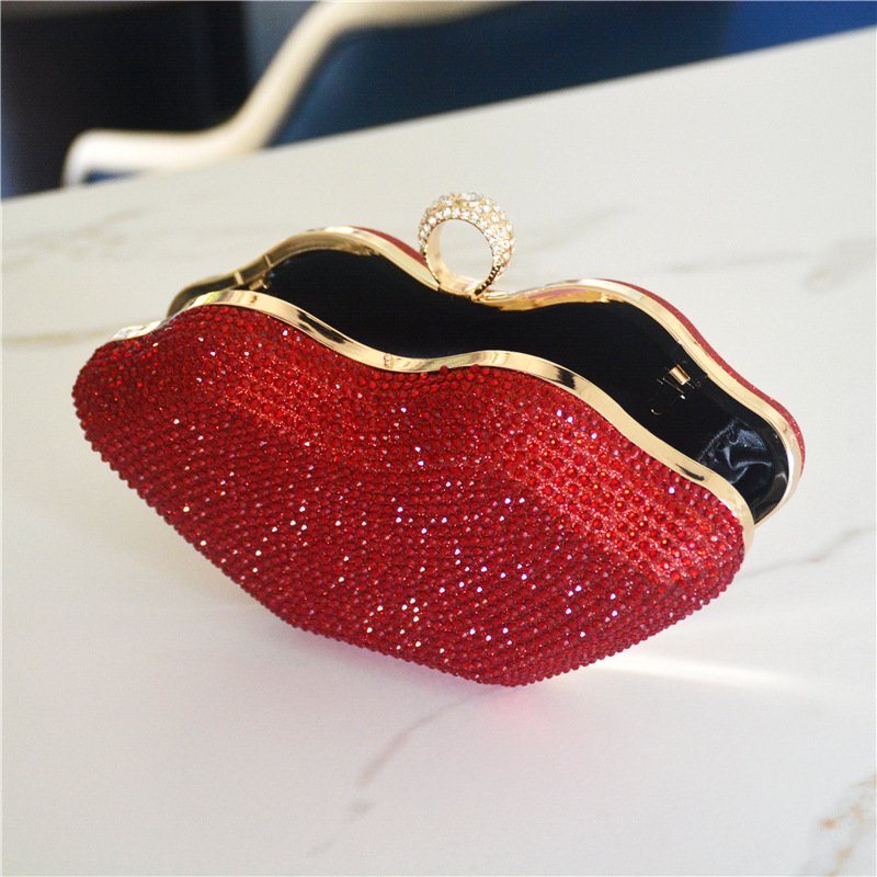 BM5065 2022 hot new crystal bling lip purse acrylic box diamond evening clutch rhinestone beaded clutch purse evening bags