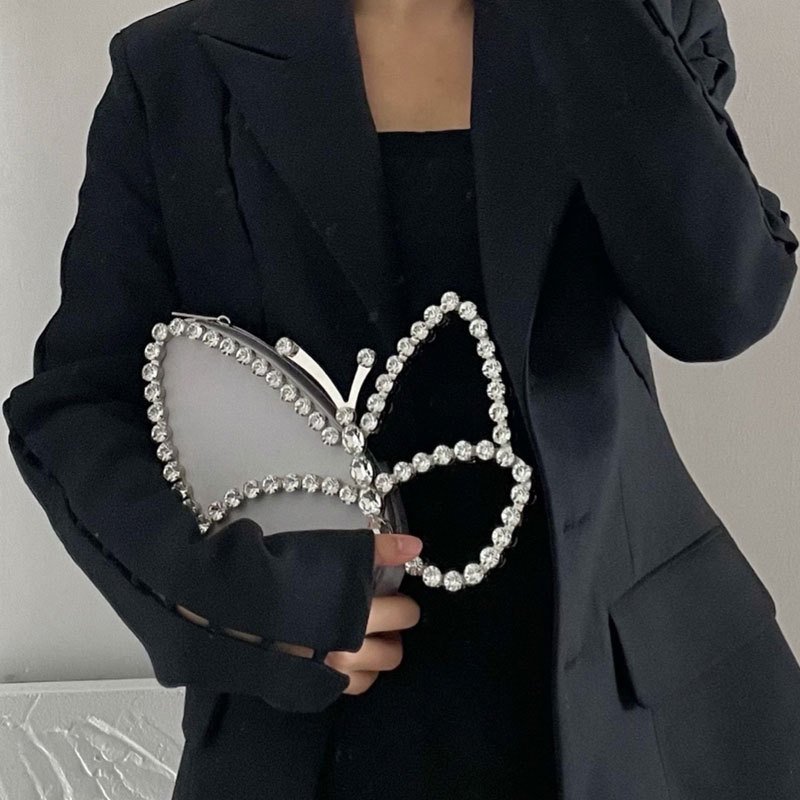 Bolso De Fiesta Sparkle Fancy Butterfly Clutch Purse Wholesale Ladies Bridal Clutches Bling Bag Rhinestone Wedding Evening Bags