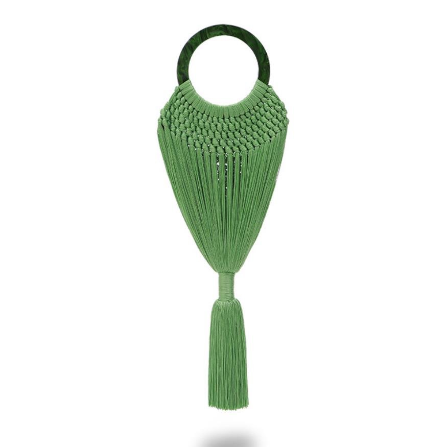 New hot fashion multi color hand knitted clutch tassel bag charm evening