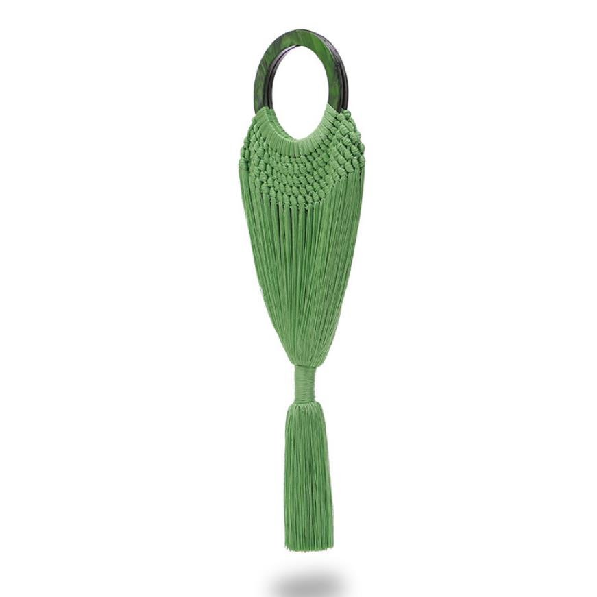 New hot fashion multi color hand knitted clutch tassel bag charm evening