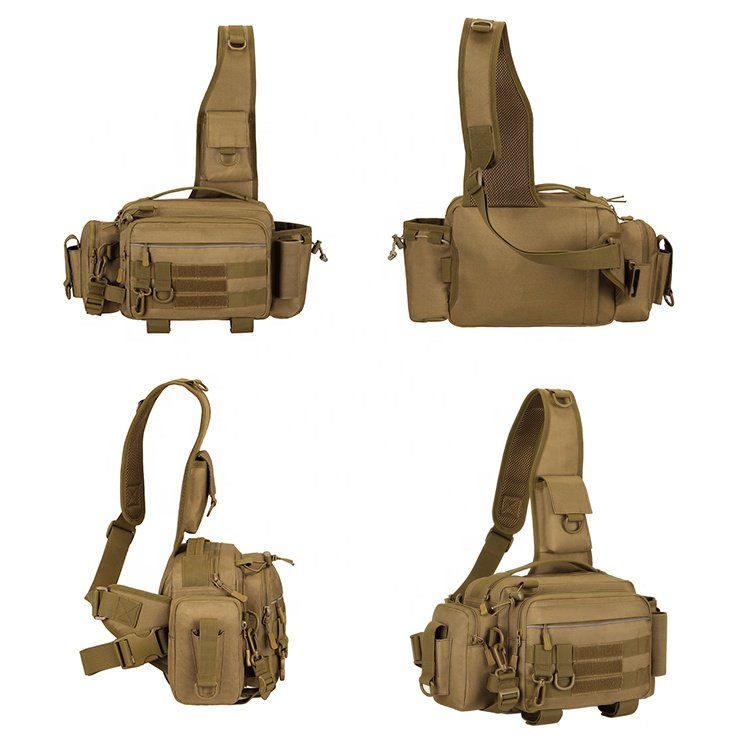 Wholesale Large Capacity Tactical Crossbody Fishing Waist Chest Bag Outdoor Shoulder Backpack Multifunctional Fishing Tackle Bag