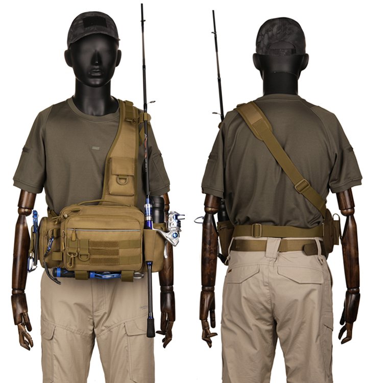 Wholesale Large Capacity Tactical Crossbody Fishing Waist Chest Bag Outdoor Shoulder Backpack Multifunctional Fishing Tackle Bag