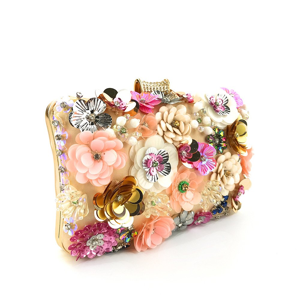 2022 Women's Evening Clutch Bag Party Purse Luxury Wedding Clutch For Bridal Exquisite Crystal Ladies Handbag Flower Clutch