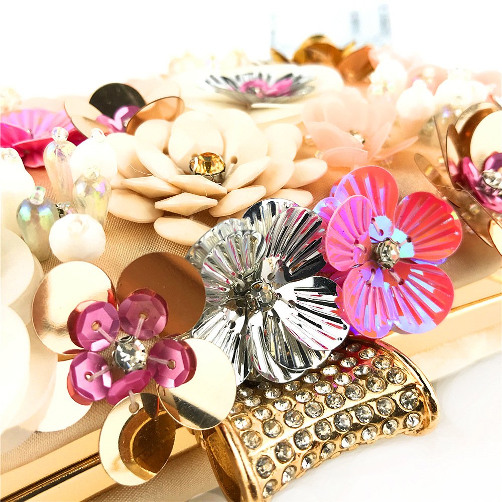 2022 Women's Evening Clutch Bag Party Purse Luxury Wedding Clutch For Bridal Exquisite Crystal Ladies Handbag Flower Clutch