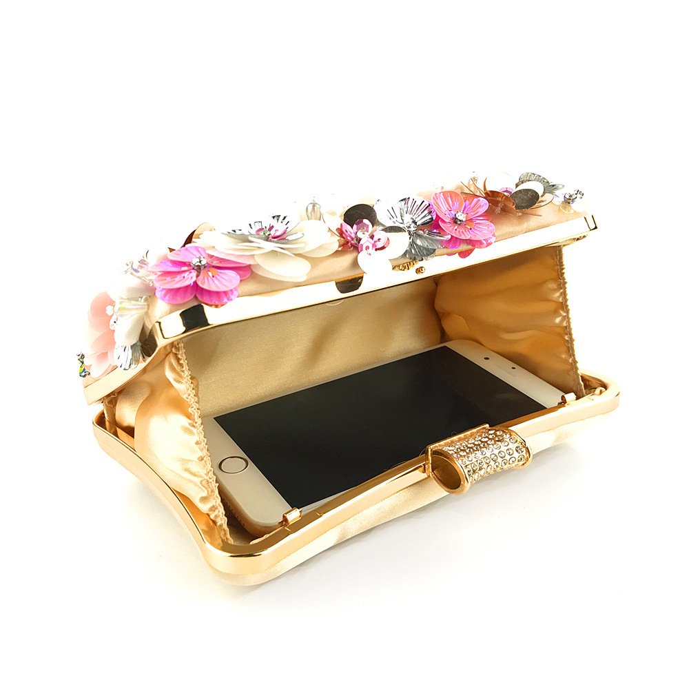 2022 Women's Evening Clutch Bag Party Purse Luxury Wedding Clutch For Bridal Exquisite Crystal Ladies Handbag Flower Clutch