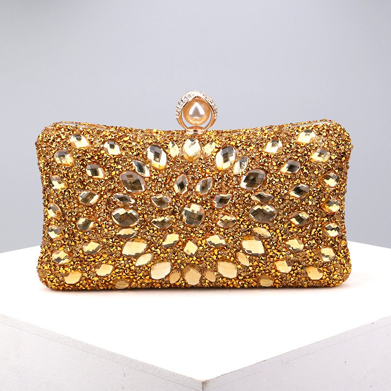 High quality luxury party gold silver elegant rhinestones crystal hand bling ladies purse clutch bag evening bags for women
