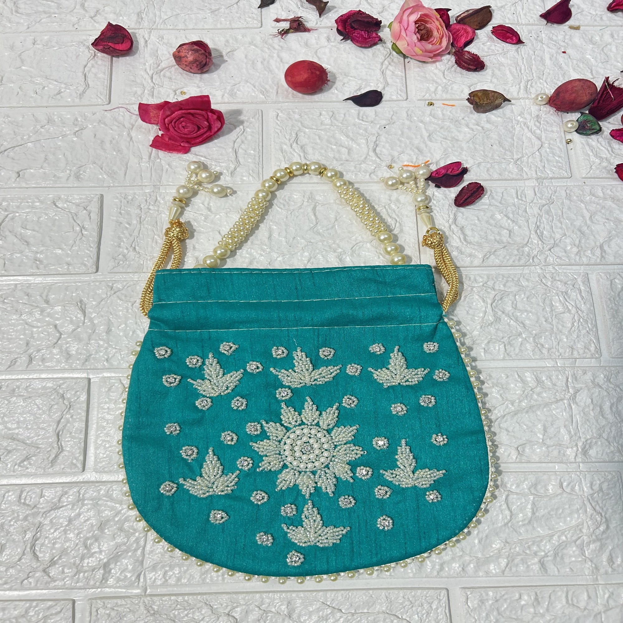 Heavy Pearl Embroidered Womens Evening Bag for Party Wedding Bridesmaid Gifts Return Favors Clutch Purse Handbag