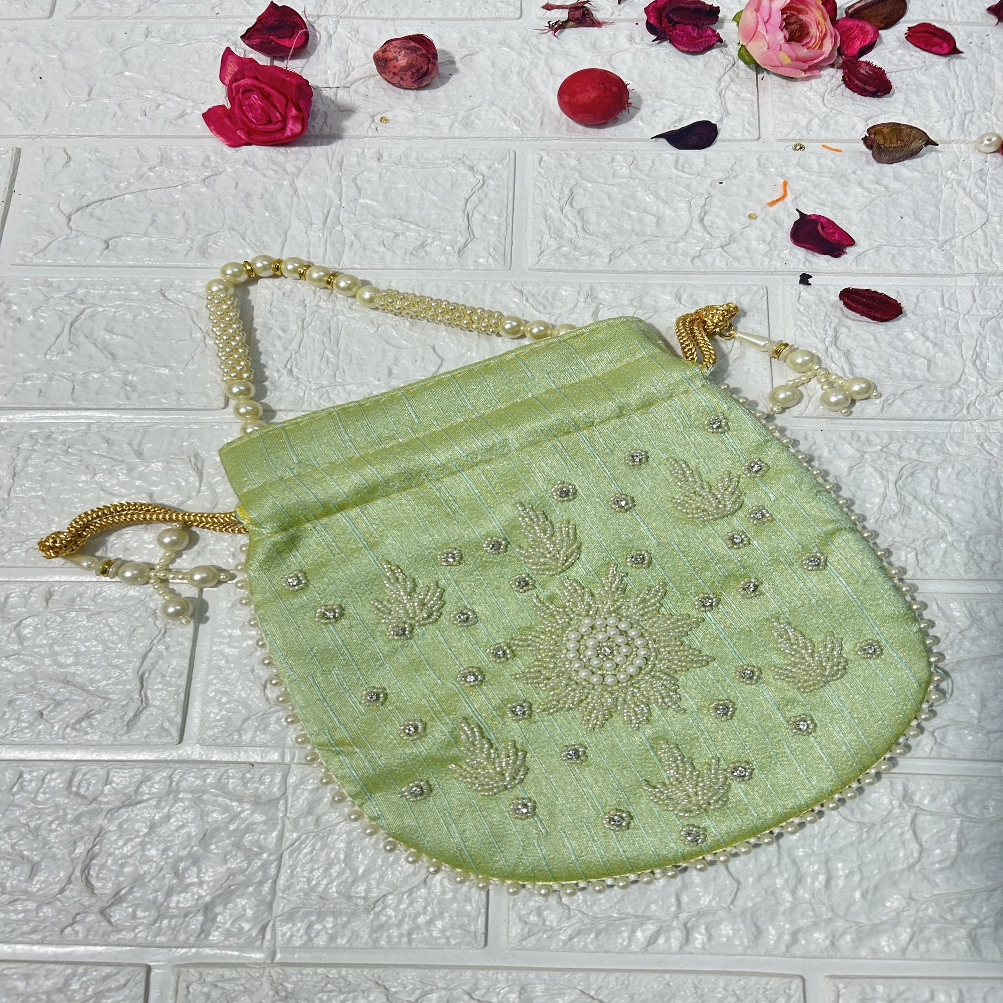 Heavy Pearl Embroidered Womens Evening Bag for Party Wedding Bridesmaid Gifts Return Favors Clutch Purse Handbag