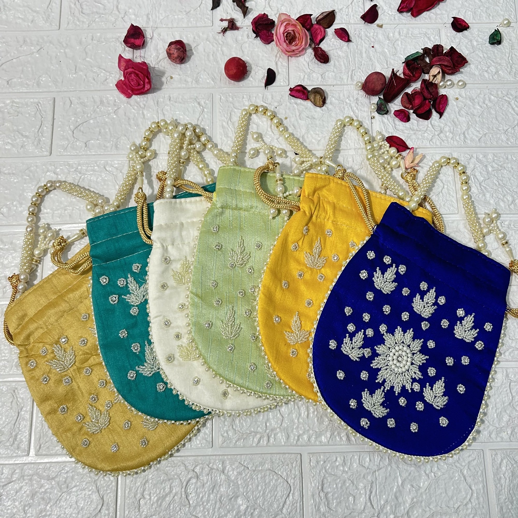 Heavy Pearl Embroidered Womens Evening Bag for Party Wedding Bridesmaid Gifts Return Favors Clutch Purse Handbag