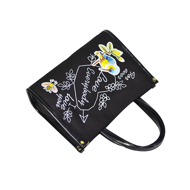 Oem CanvasBag Protect Black Women Tote Hand Bags Women Handbags Ladies Luxury Bucket Hats and PU Leather Graffiti Handbags