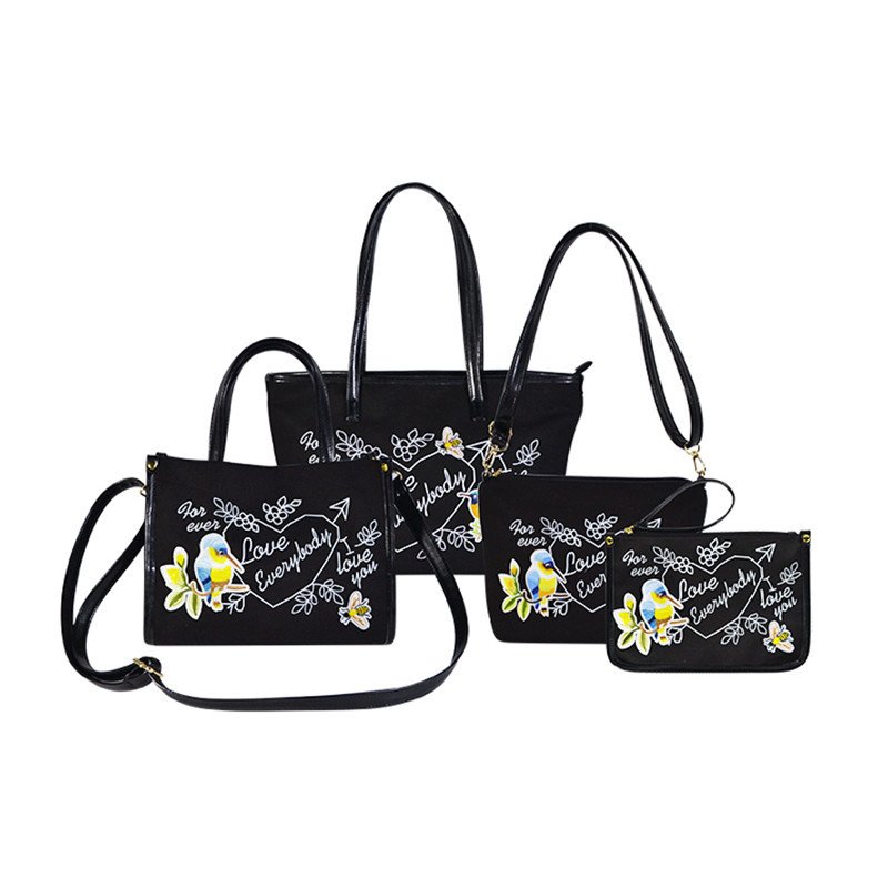 Oem CanvasBag Protect Black Women Tote Hand Bags Women Handbags Ladies Luxury Bucket Hats and PU Leather Graffiti Handbags