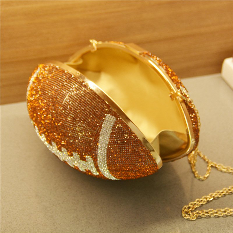 Popular New Trending Funny Football Purses Handbags for Women Luxury Bling Rhinestone Clutch Handbag Evening Bags