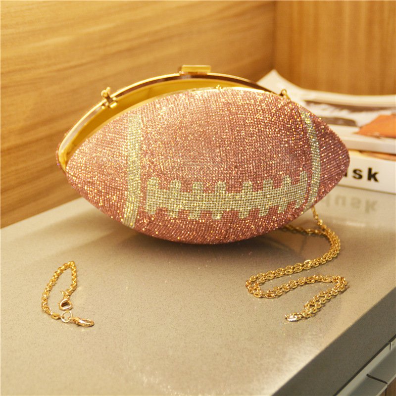 Popular New Trending Funny Football Purses Handbags for Women Luxury Bling Rhinestone Clutch Handbag Evening Bags
