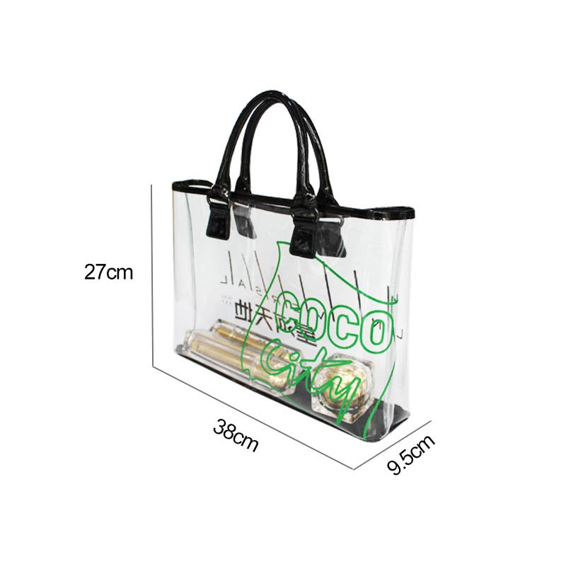 Transparent TPU Clear Handle Bag Package PVC Clear Bag Package Bag Customized Unisex Letter Casual Tote No Lining 38*9.5*27 Cm