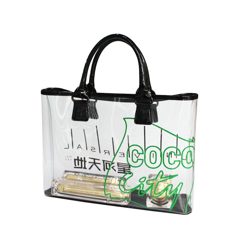 Transparent TPU Clear Handle Bag Package PVC Clear Bag Package Bag Customized Unisex Letter Casual Tote No Lining 38*9.5*27 Cm