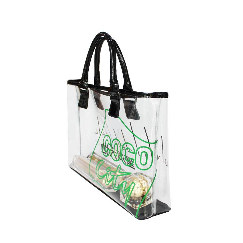 Transparent TPU Clear Handle Bag Package PVC Clear Bag Package Bag Customized Unisex Letter Casual Tote No Lining 38*9.5*27 Cm