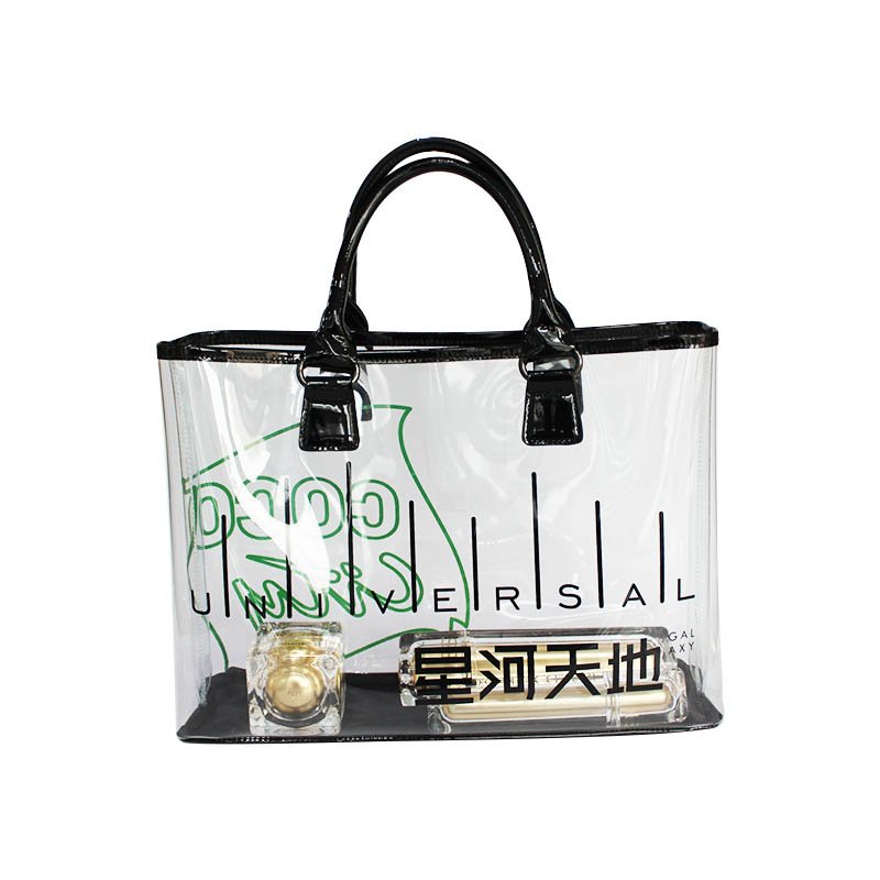 Transparent TPU Clear Handle Bag Package PVC Clear Bag Package Bag Customized Unisex Letter Casual Tote No Lining 38*9.5*27 Cm