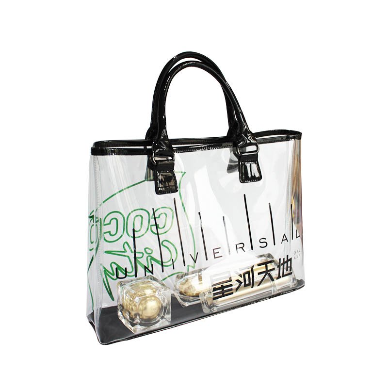 Transparent TPU Clear Handle Bag Package PVC Clear Bag Package Bag Customized Unisex Letter Casual Tote No Lining 38*9.5*27 Cm