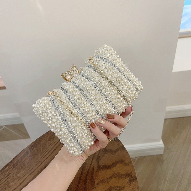 Luxury Evening Bag Diamond-encrusted Handmade Pearl Banquet Bag evening clutch bags for women bling purse