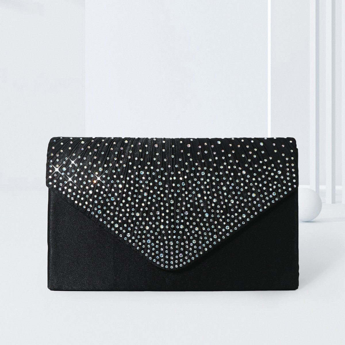 Women's one-shoulder rhinestone dinner bag hot diamond black clutch bag Fashion party evening bag