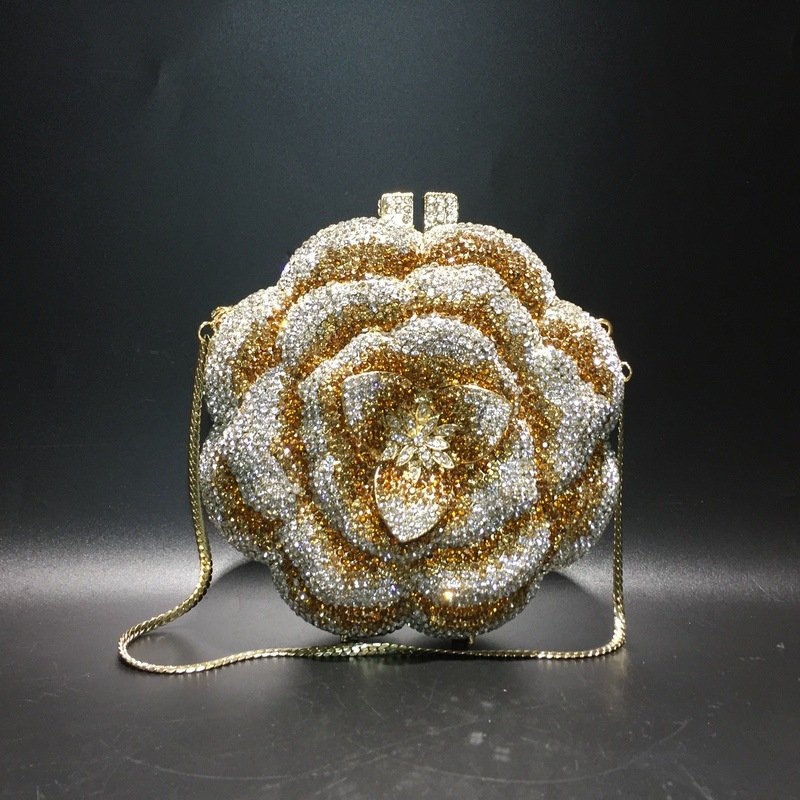 Luxury Crystal Clutch Rhinestones Evening Bag Luxury Crystal Clutch Women Rose Rhinestone Evening Bag for Party and Wedding