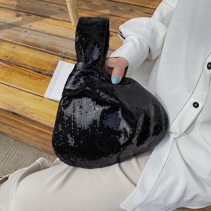 Glitter Sequin Japanese Knot Wrist Bag Fashion Ladies Handbags Party Clutch Evening Bag Custom