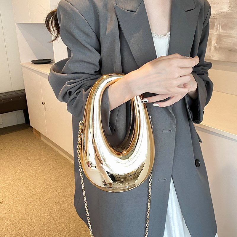 luxury fashion custom made acrylic purse bag women mini half moon acrylic box purse clutch evening bags