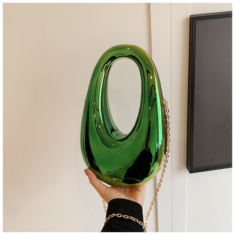 luxury fashion custom made acrylic purse bag women mini half moon acrylic box purse clutch evening bags