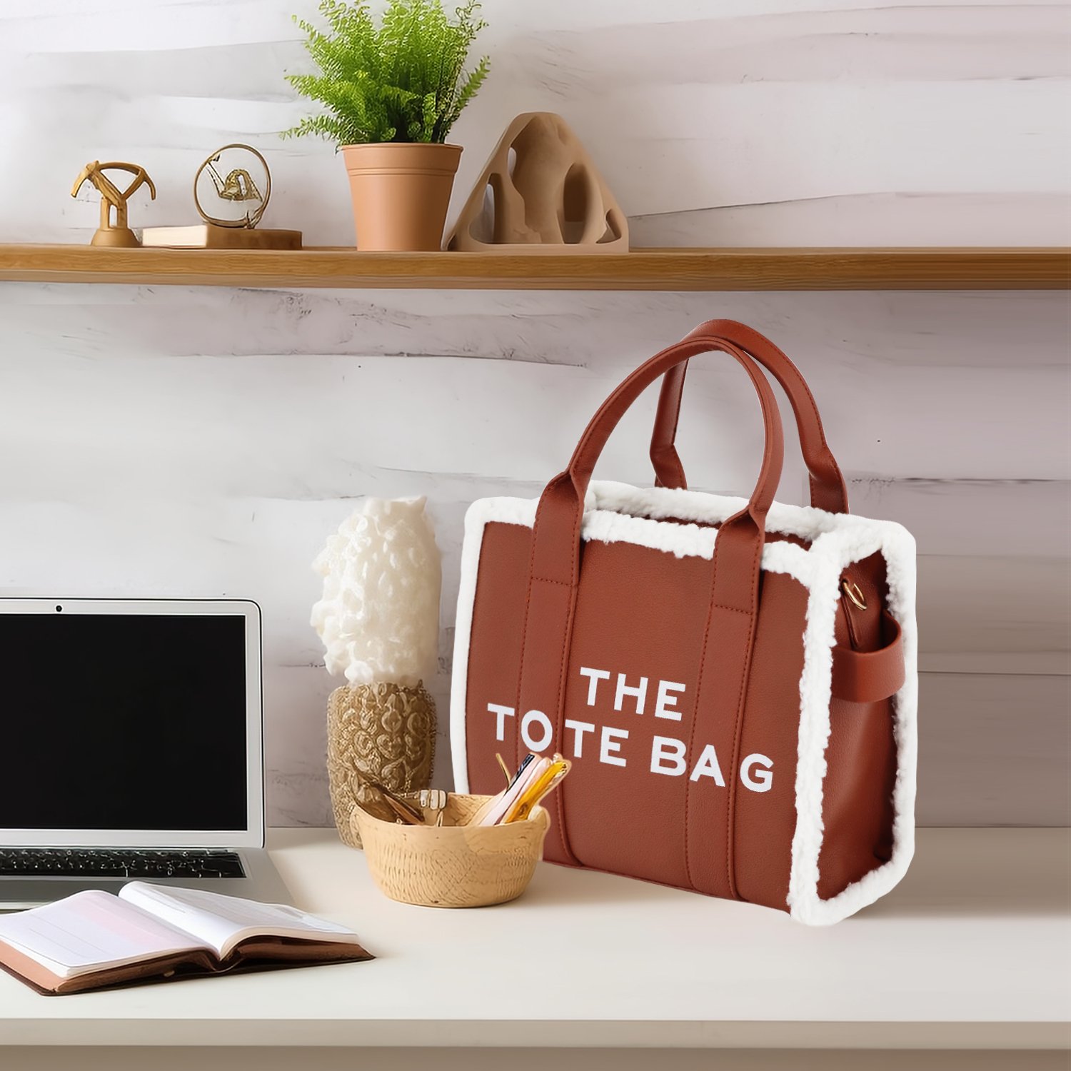 New Design Large Capacity PU Leather Material Tote Bag with An Extended Shoulder Strap